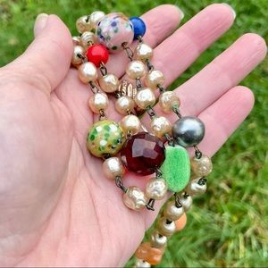 Vintage Baroque Pearl and Art Glass Necklace